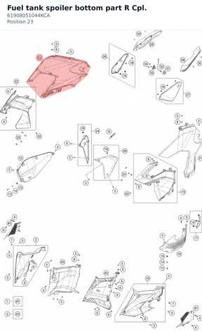Diagram preview: Fuel tank spoiler bottom part R Cpl. (61908051044KCA)