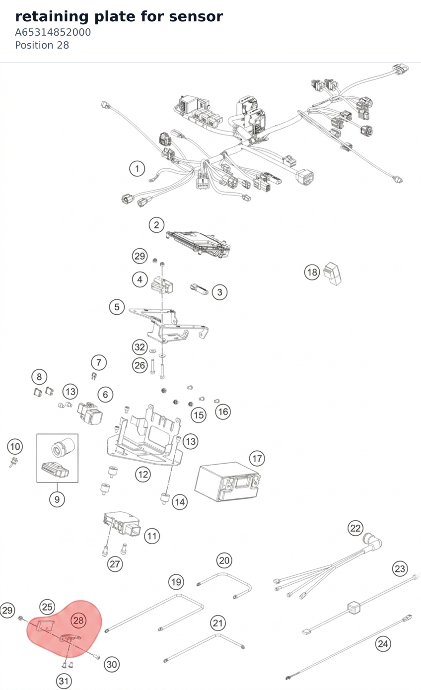 Diagram preview: retaining plate for sensor (A65314852000)