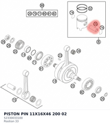 Diagram preview: PISTON PIN 11X16X46 200 02 (52330033100)