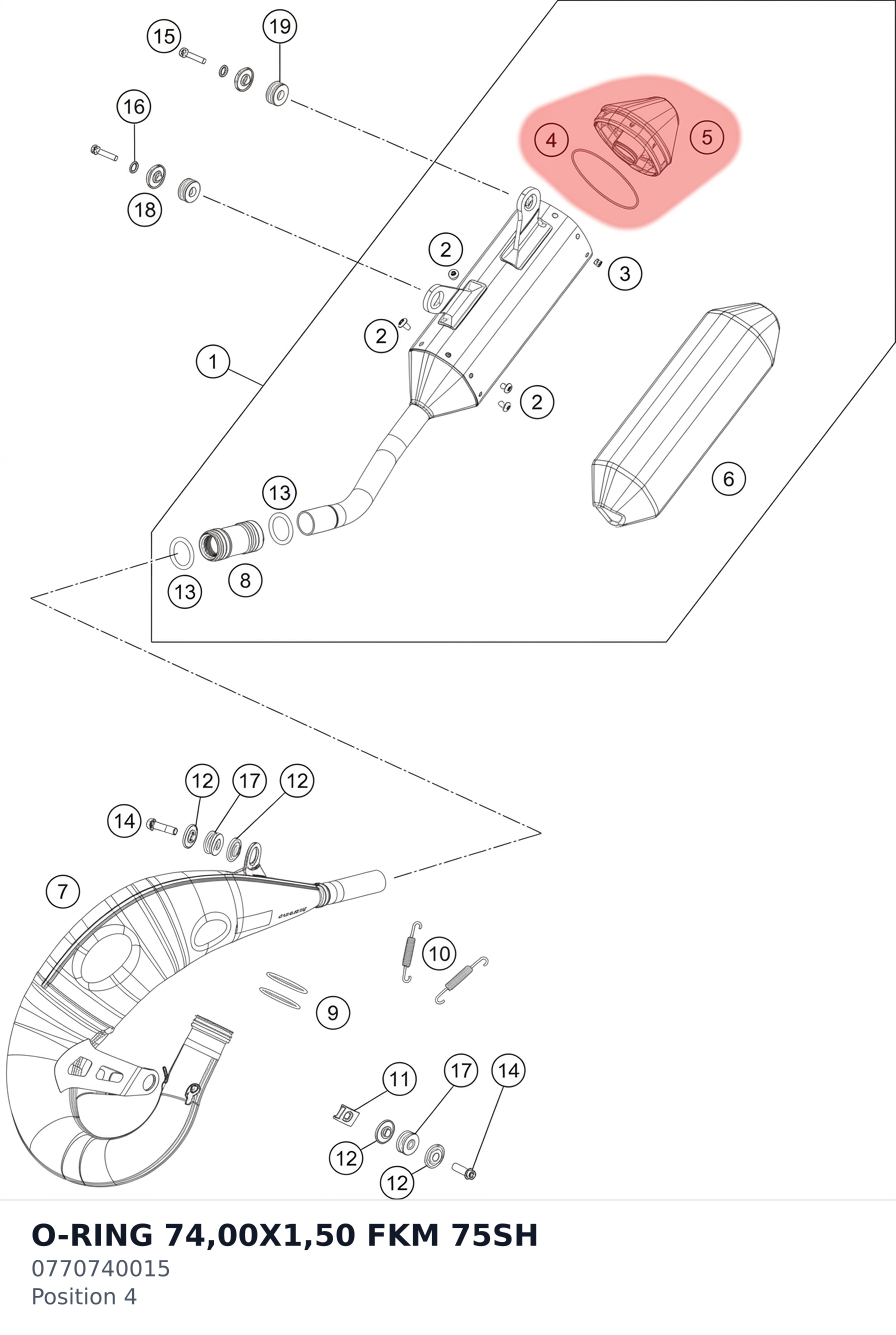 Diagram preview: O-RING 74,00X1,50 FKM 75SH (0770740015)