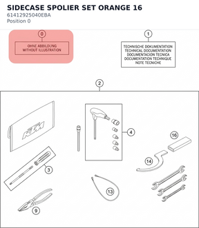 Diagram preview: SIDECASE SPOLIER SET ORANGE 16 (61412925040EBA)