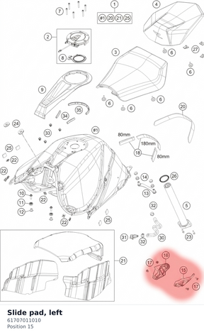 Diagram preview: Slide pad, left (61707011010)