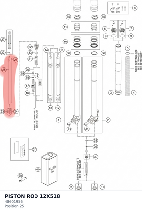 Diagram preview: PISTON ROD 12X518 (48601956)