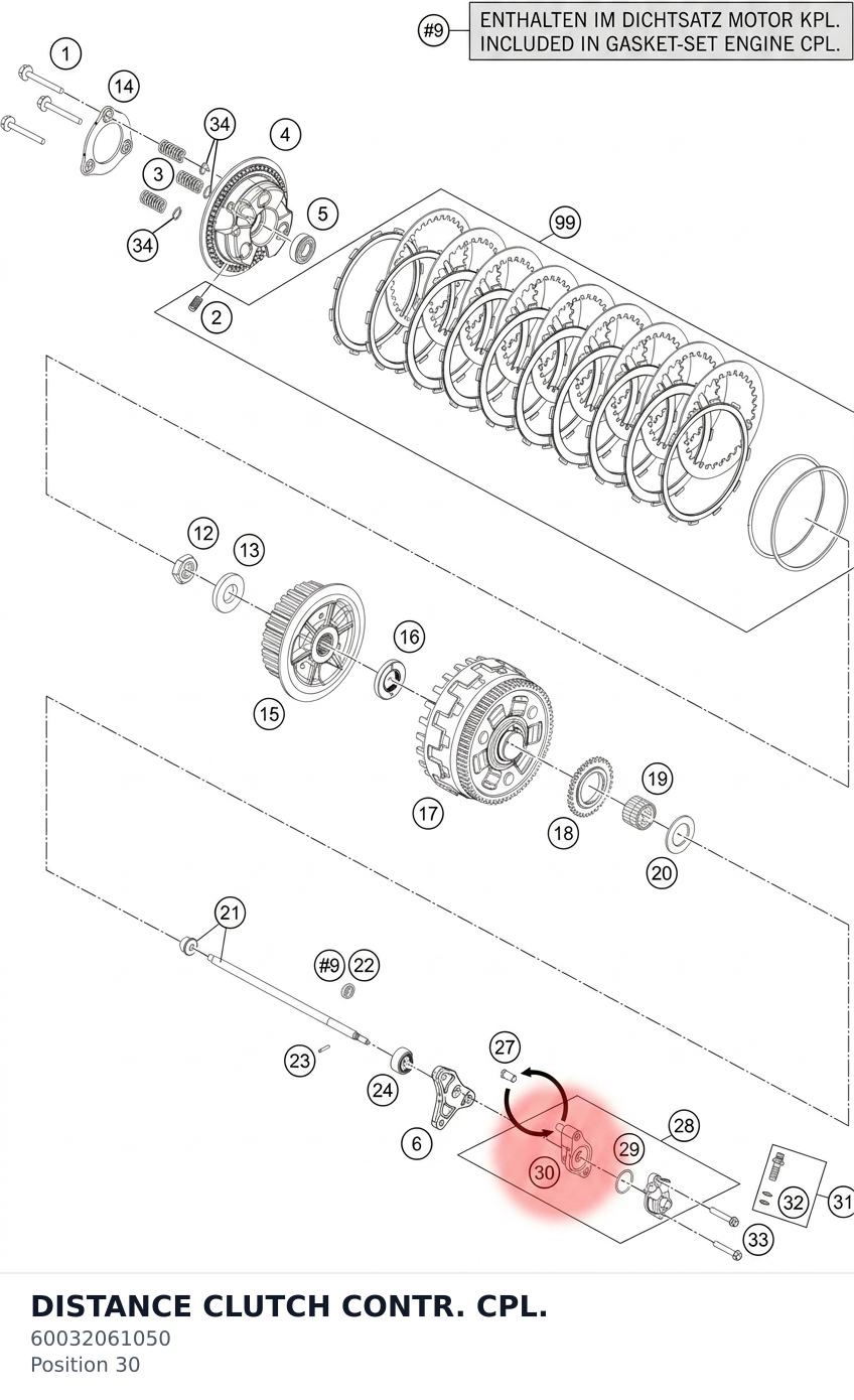 Diagram preview: DISTANCE CLUTCH CONTR. CPL. (60032061050)