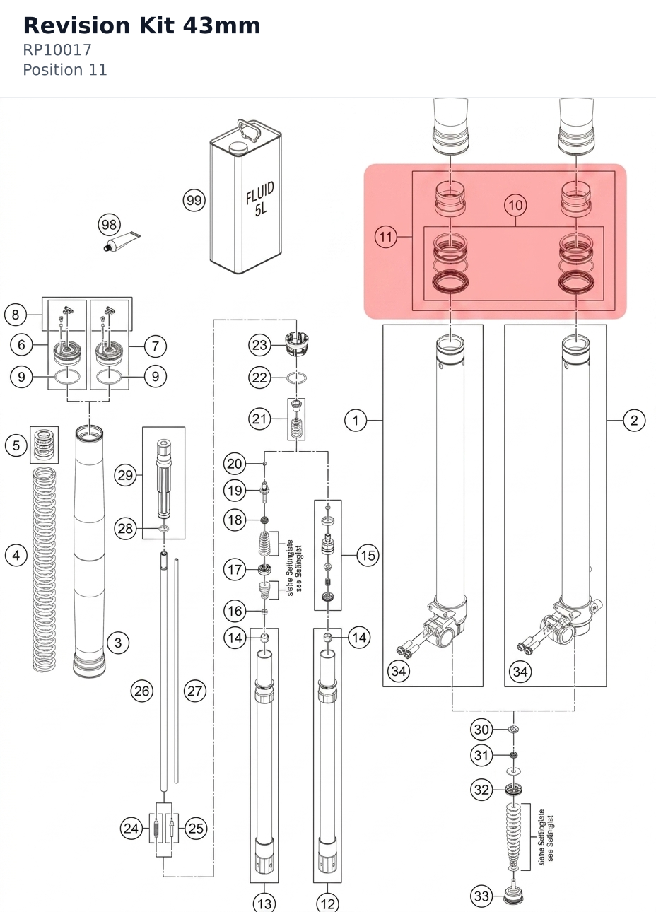 Diagram preview: Revision Kit 43mm (RP10017)