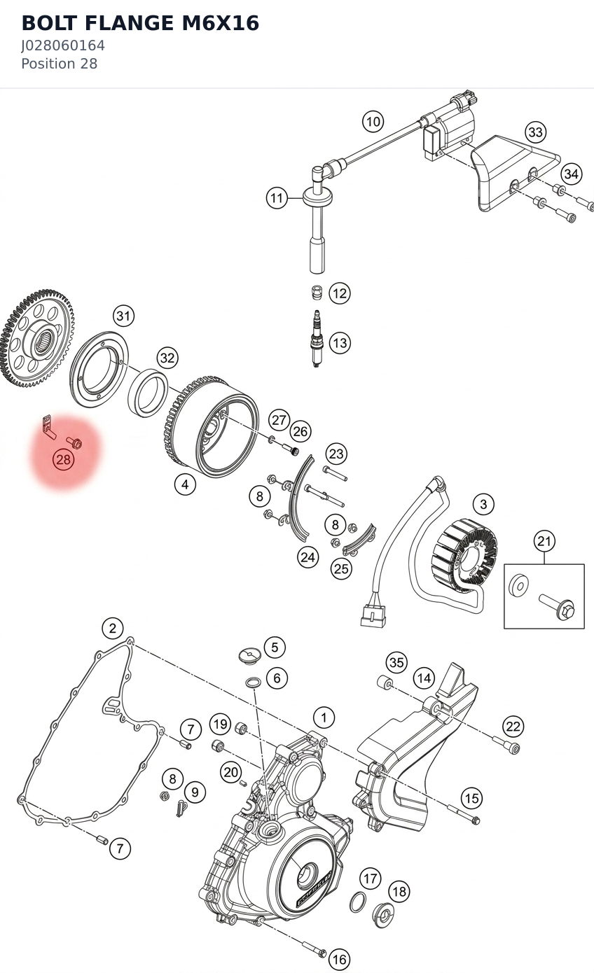 Diagram preview: BOLT FLANGE M6X16 (J028060164)
