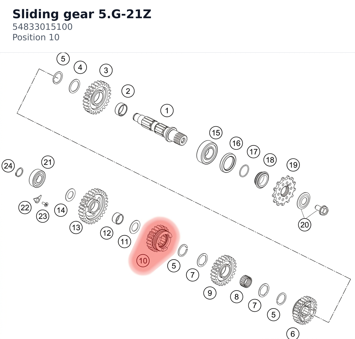 Diagram preview: Sliding gear 5.G-21Z (54833015100)