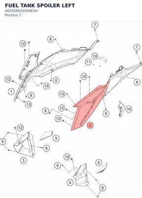 Diagram preview: FUEL TANK SPOILER LEFT (A62408050000EDA)