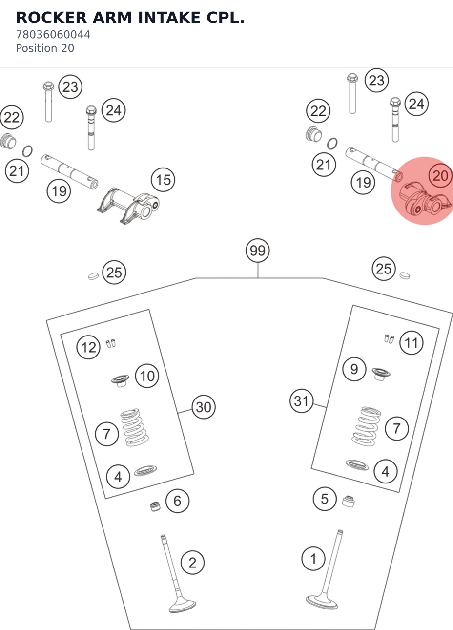 Diagram preview: ROCKER ARM INTAKE CPL. (78036060044)