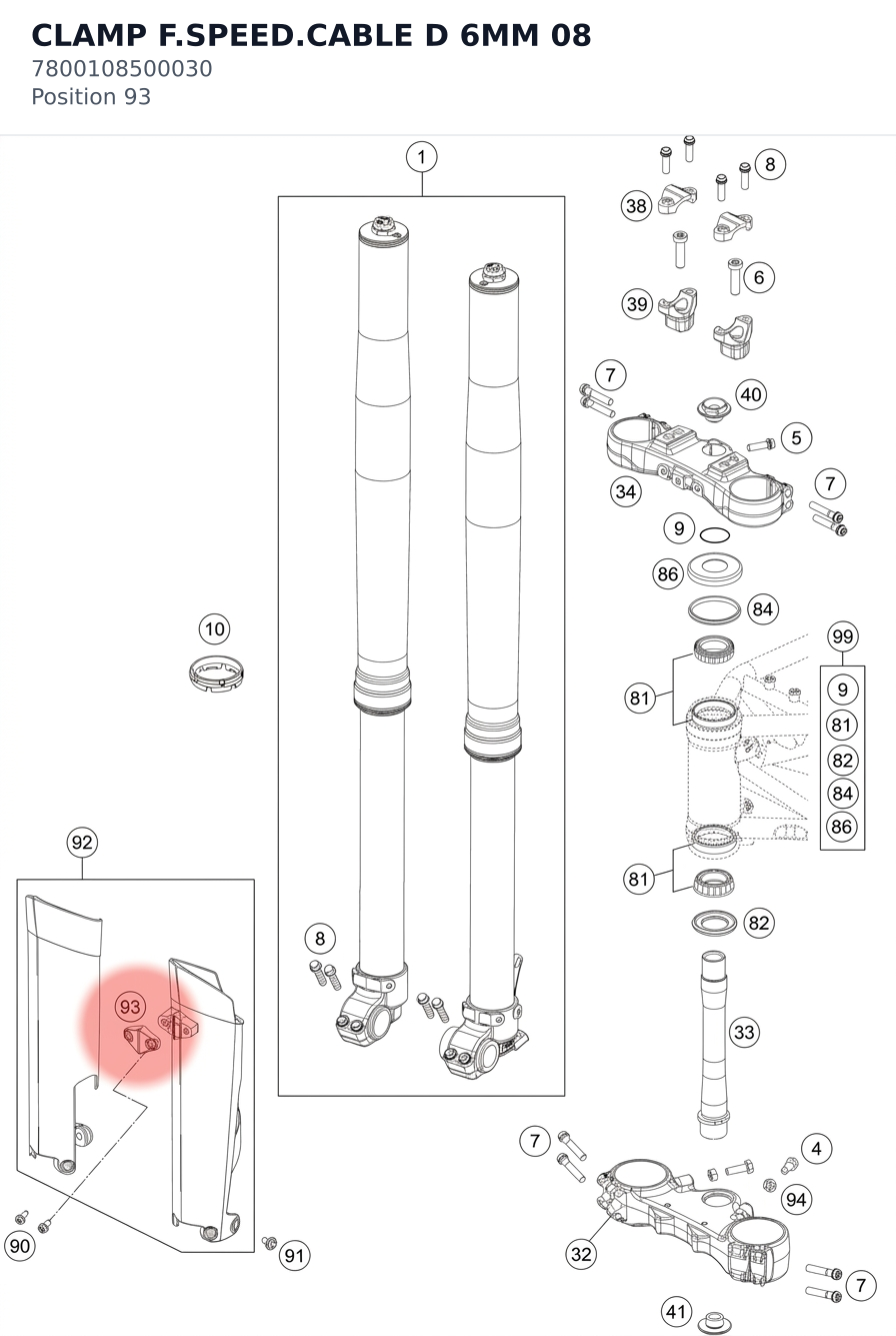Diagram preview: CLAMP F.SPEED.CABLE D 6MM   08 (7800108500030)