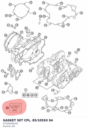 Diagram preview: GASKET SET CPL. 85/105SX 04 (47030099100)