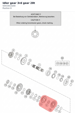 Diagram preview: Idler gear 3rd gear 28t (50433013200)