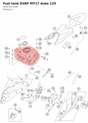 Diagram preview: Fuel tank EVAP MY17 duke 125 (93007013100)