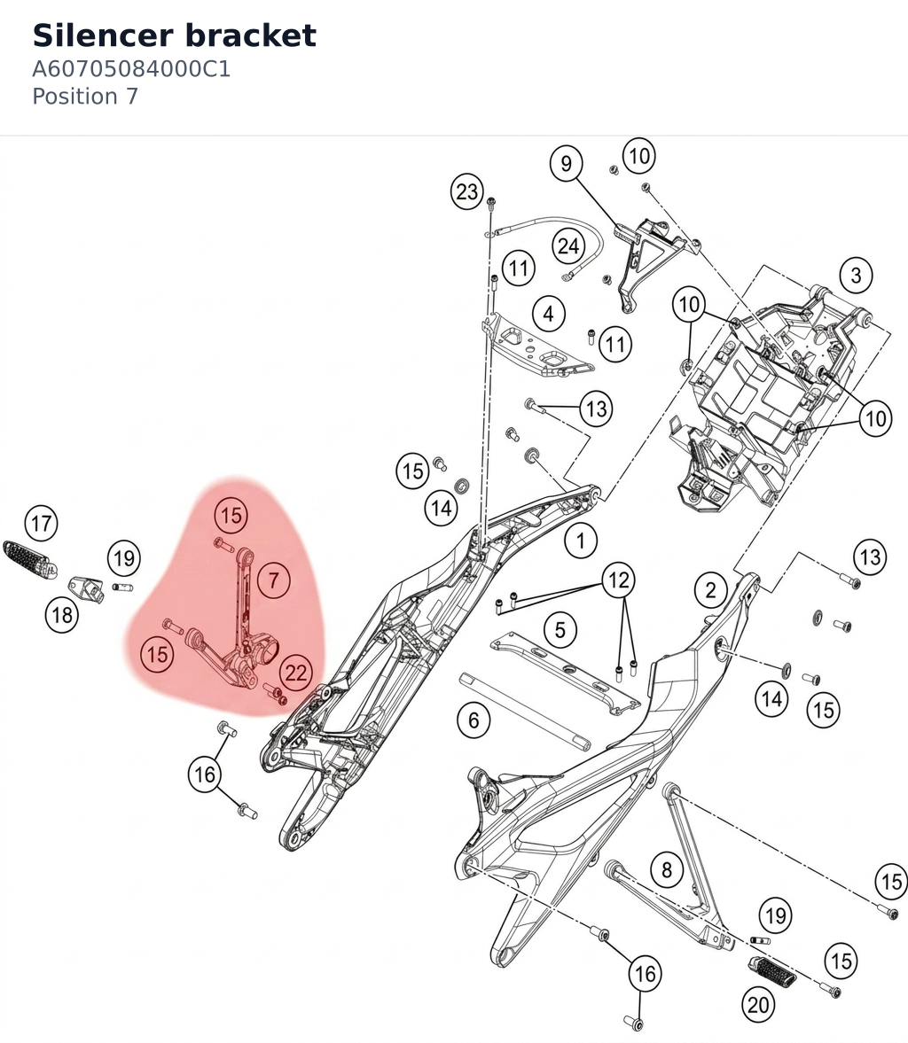 Diagram preview: Silencer bracket (A60705084000C1)