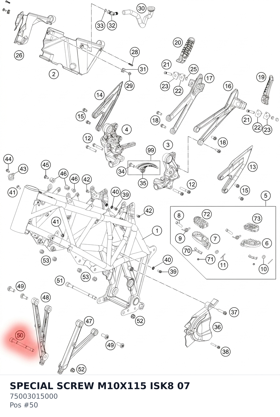 Diagram preview: SPECIAL SCREW M10X115 ISK8 07 (75003015000)