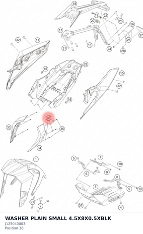 Diagram preview: WASHER PLAIN SMALL 4.5X8X0.5XBLK (J125040003)