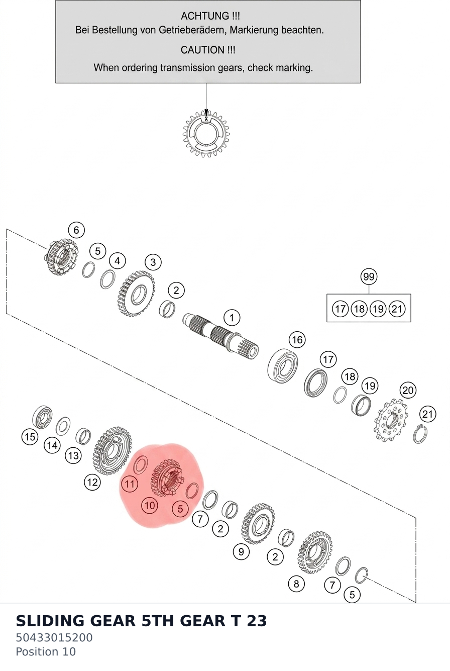 Diagram preview: SLIDING GEAR 5TH GEAR T 23 (50433015200)