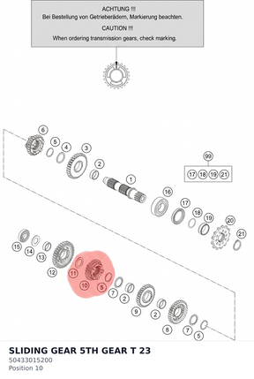 Diagram preview: SLIDING GEAR 5TH GEAR T 23 (50433015200)