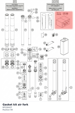Diagram preview: Gasket kit air fork (RP10042T)