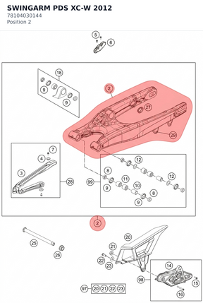 Diagram preview: SWINGARM PDS XC-W    2012 (78104030144)