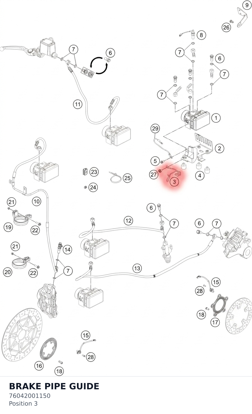 Diagram preview: BRAKE PIPE GUIDE (76042001150)