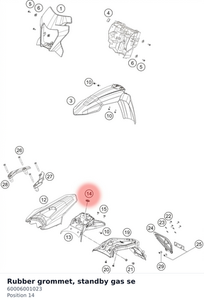 Diagram preview: Rubber grommet, standby gas se (60006001023)