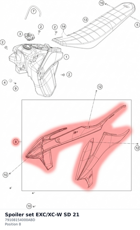 Diagram preview: Spoiler set EXC/XC-W SD 21 (79108154000ABD)