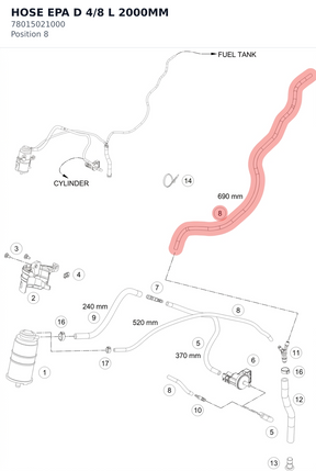 Diagram preview: HOSE EPA D 4/8 L 2000MM (78015021000)