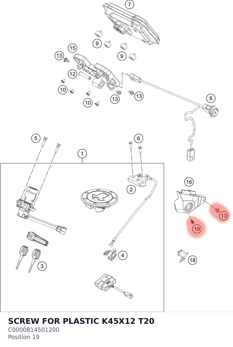Diagram preview: SCREW FOR PLASTIC K45X12 T20 (C0000814501200)