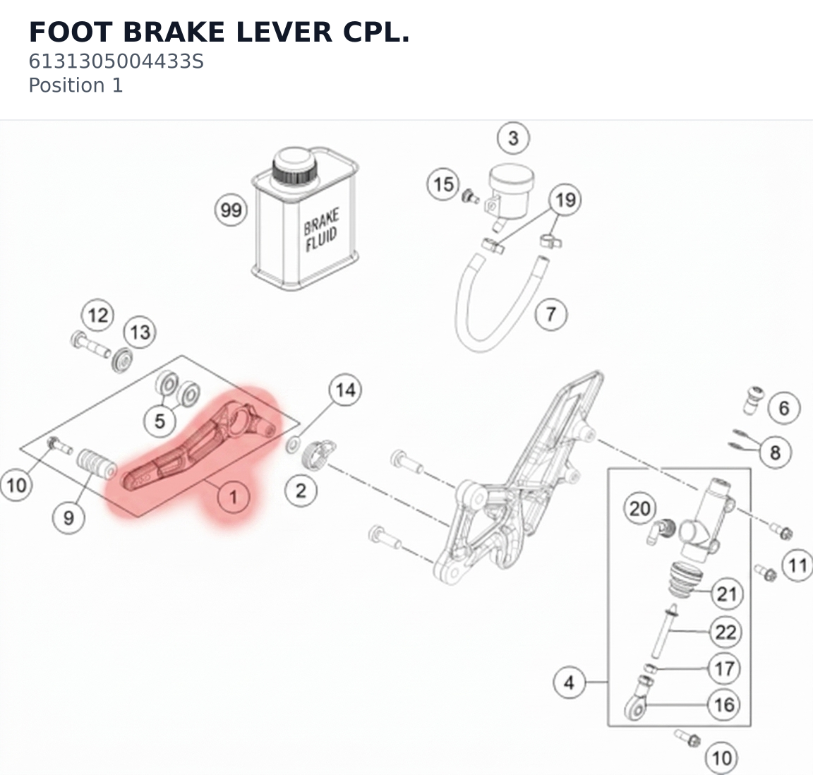 Diagram preview: FOOT BRAKE LEVER CPL. (6131305004433S)