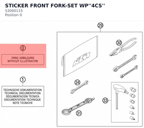 Diagram preview: STICKER FRONT FORK-SET WP''4CS'' (52000115)