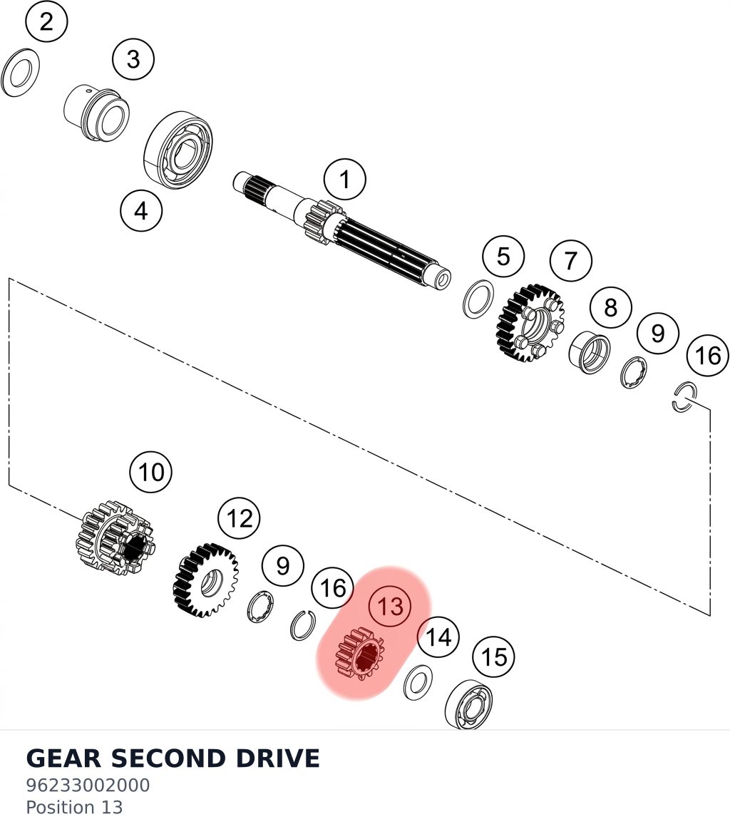 Diagram preview: GEAR SECOND DRIVE (96233002000)