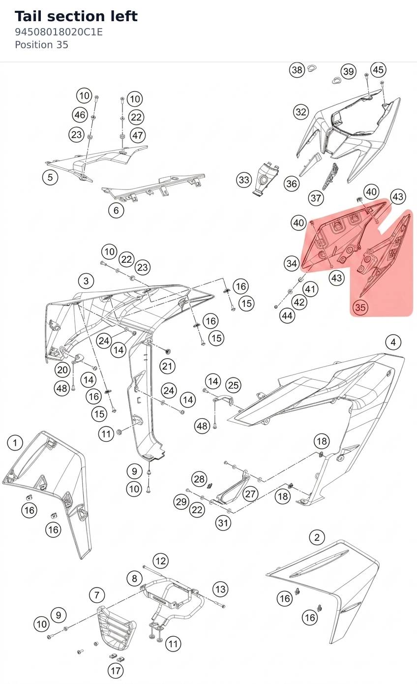 Diagram preview: Tail section left (94508018020C1E)