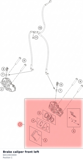 Diagram preview: Brake caliper front left (64113015000)