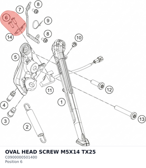 Diagram preview: OVAL HEAD SCREW M5X14 TX25 (C0900000501400)