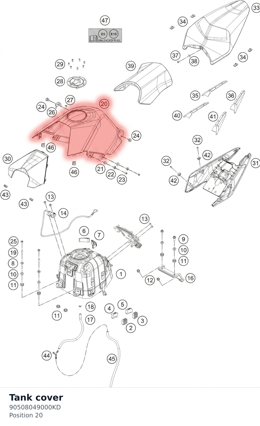 Diagram preview: Tank cover (90508049000KD)