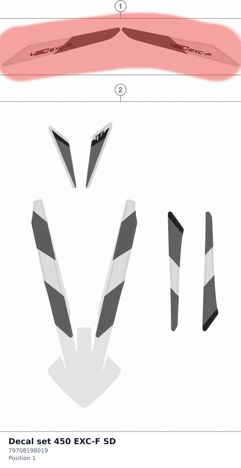 Diagram preview: Decal set 450 EXC-F SD (79708198019)