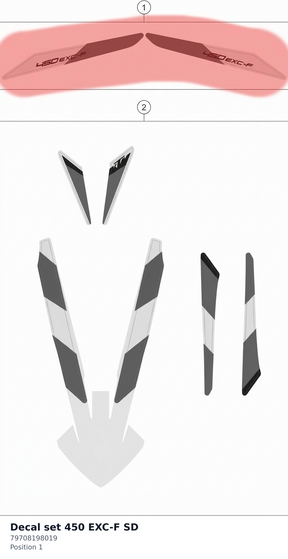 Diagram preview: Decal set 450 EXC-F SD (79708198019)
