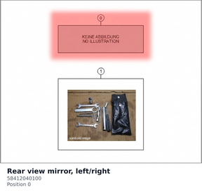 Diagram preview: Rear view mirror, left/right (58412040100)