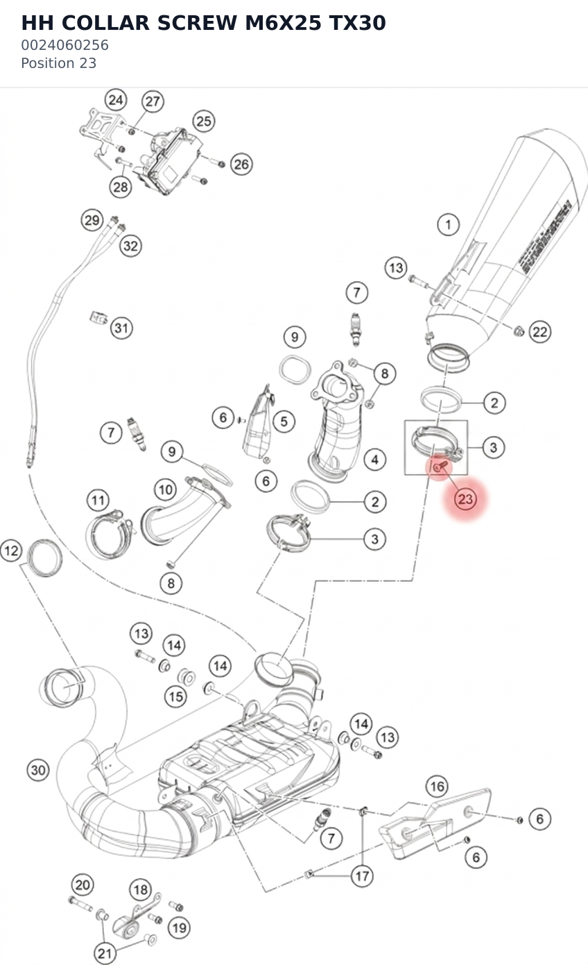 Diagram preview: HH COLLAR SCREW M6X25     TX30 (0024060256)