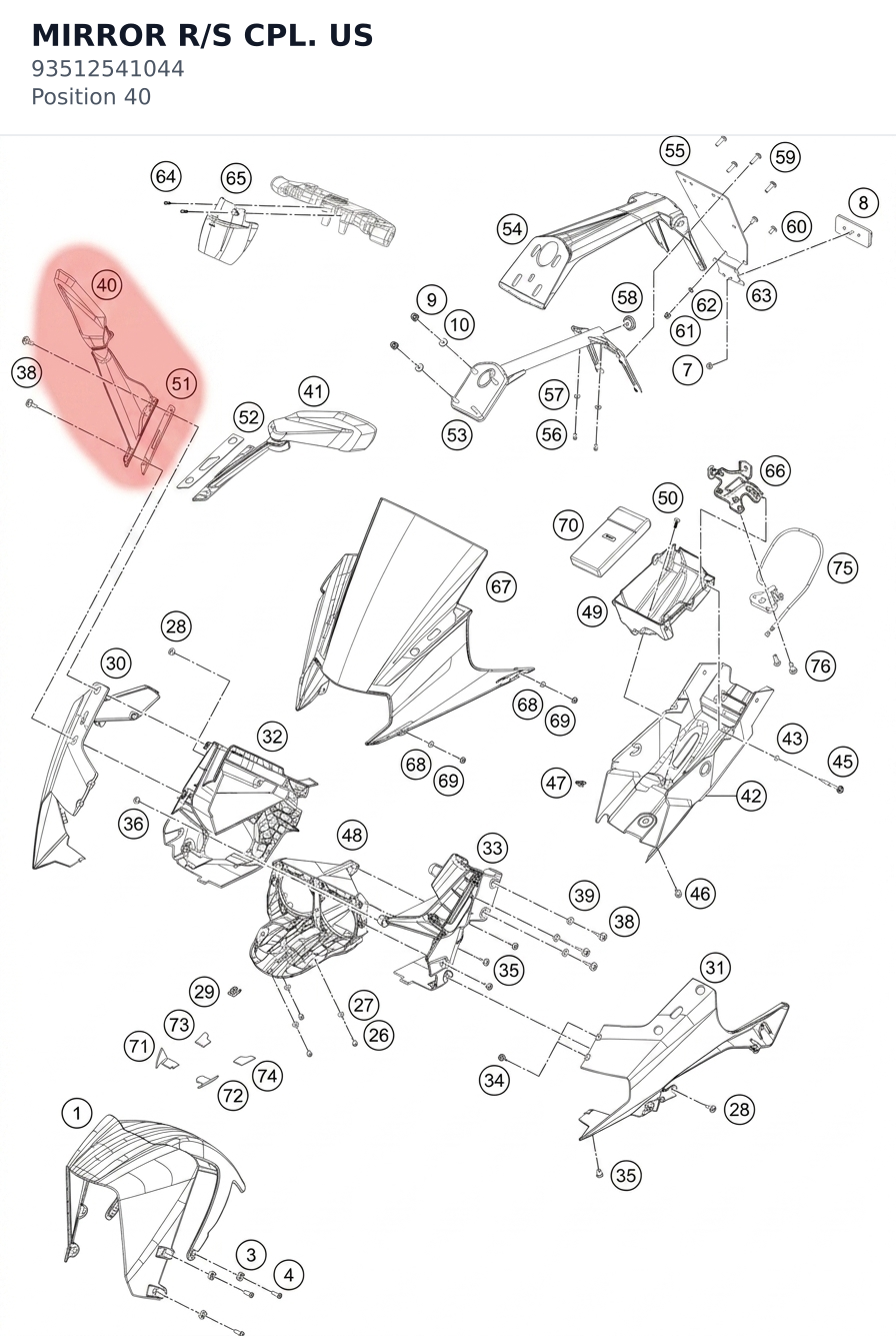 Diagram preview: MIRROR R/S CPL. US (93512541044)