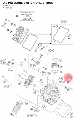 Diagram preview: OIL PRESSURE SWITCH CPL. BITRON (61238091144)