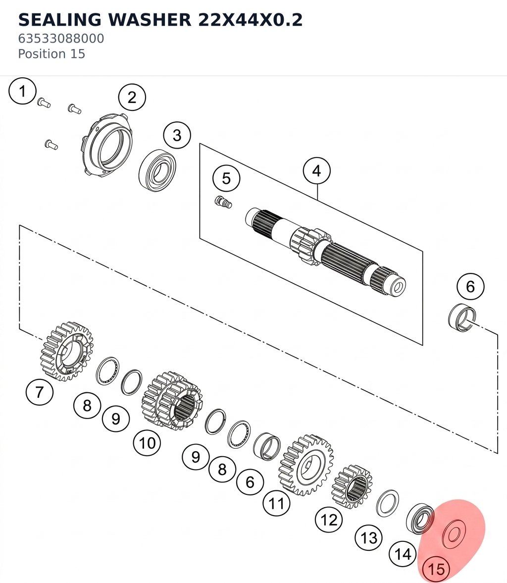 Diagram preview: SEALING WASHER 22X44X0.2 (63533088000)