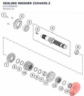 Diagram preview: SEALING WASHER 22X44X0.2 (63533088000)