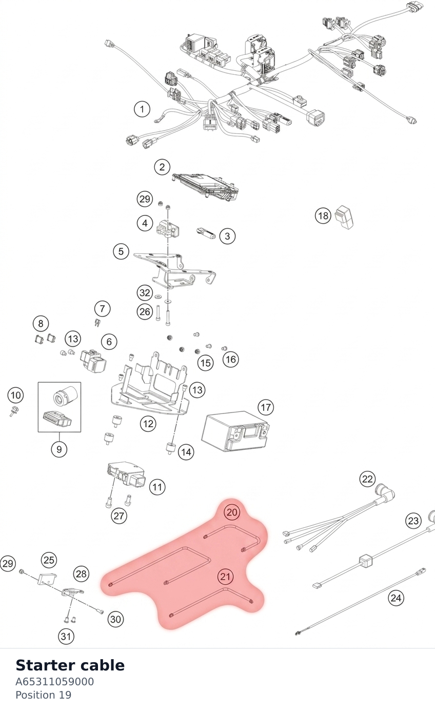Diagram preview: Starter cable (A65311059000)