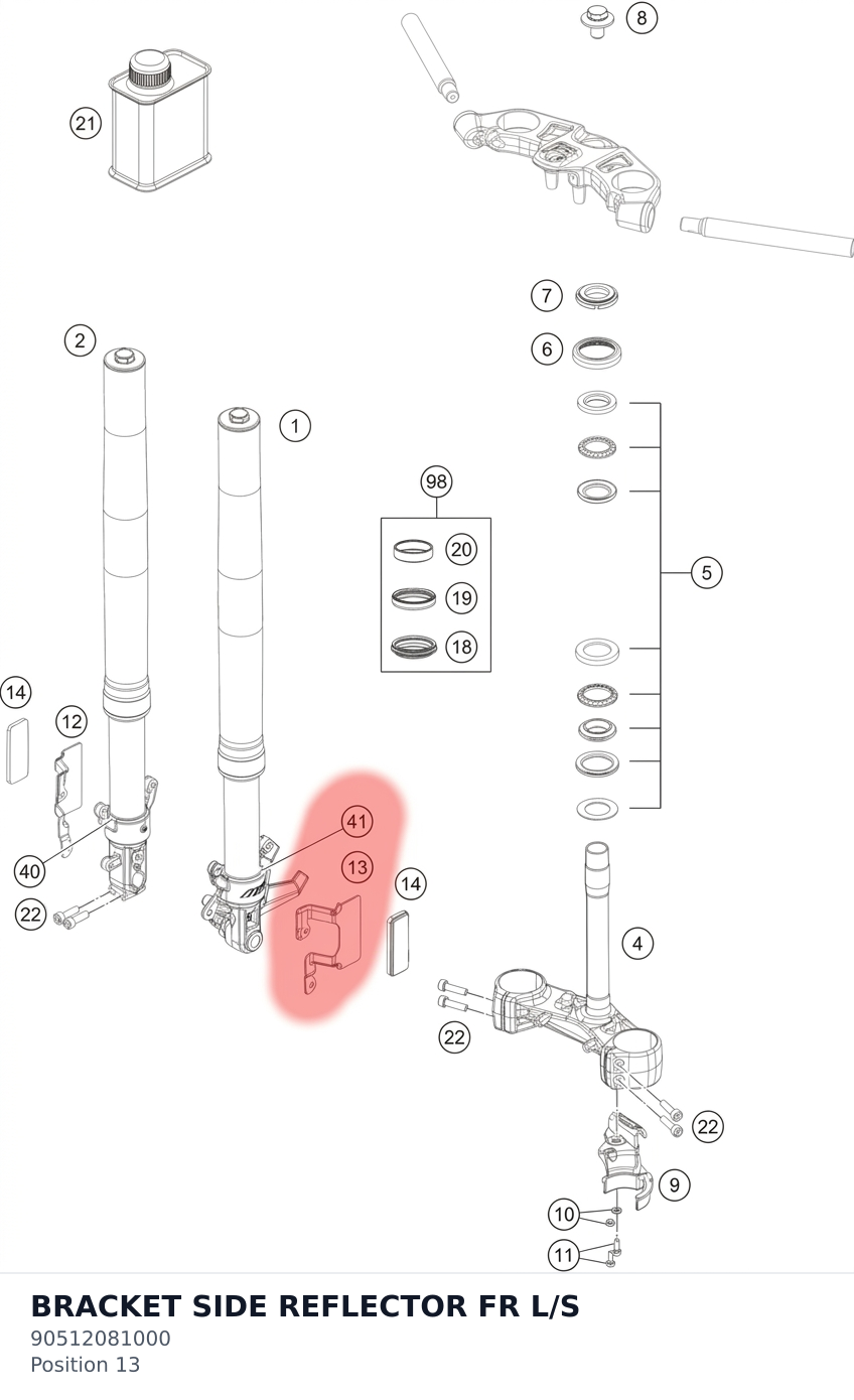 Diagram preview: BRACKET SIDE REFLECTOR FR L/S (90512081000)