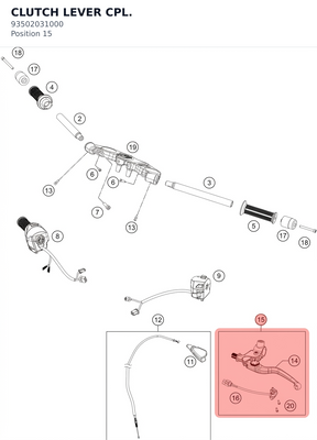 Diagram preview: CLUTCH LEVER CPL. (93502031000)
