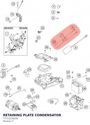 Diagram preview: RETAINING PLATE CONDENSATOR (77711036000)