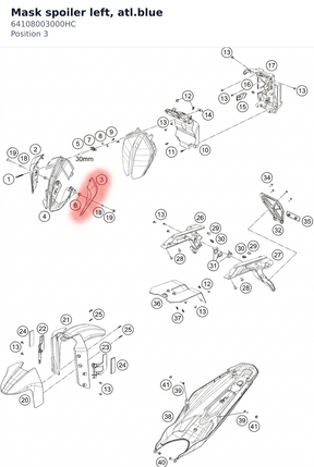 Diagram preview: Mask spoiler left, atl.blue (64108003000HC)
