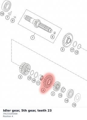 Diagram preview: Idler gear, 5th gear, teeth 23 (79133105000)